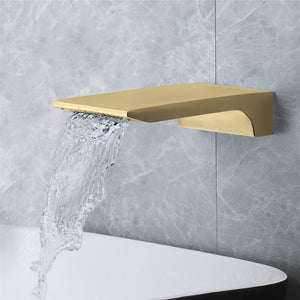 
                  
                    Waterfall Wall-mount Pressure balance Bath Tub Filler Faucet with Handheld Shower Brushed Gold
                  
                