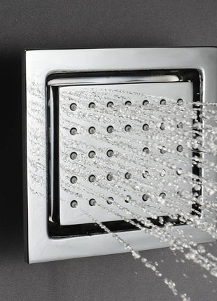 16inch 64 colors LED Chrome Flushed in shower head 4 Way digital display Thermostatic Shower Faucet with body jets and sliding bar