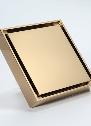 Polished Gold brass floor drain 4x4inch