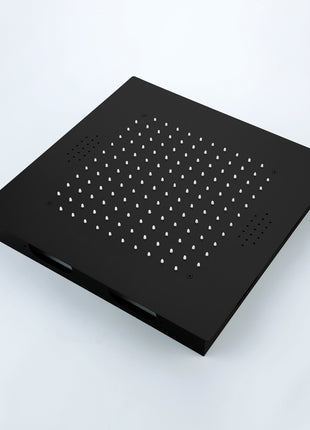 64 LED colors bluetooth music  20 inch Matte Black flushed on rainfall shower systems 3 way digital display thermostatic valve with Regular head and 6 body jets