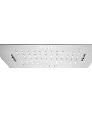 Brushed nickel 20 inch flushed mount rainfall waterfall 64 LED light bluetooth music shower head