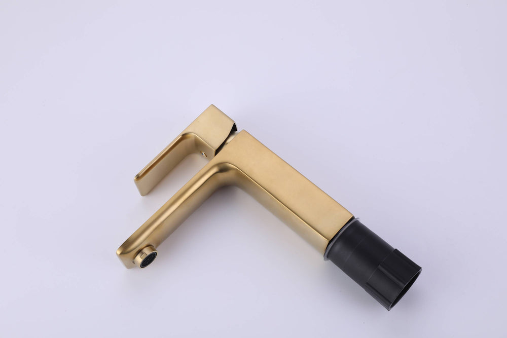 
                  
                    Brushed Gold waterfall single handle widespread bathroom sink faucet with pop up brass overflow drain
                  
                