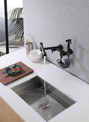 
                  
                    Matte black Pot Filler Faucet Folding Stretchable Brass Hot & Cold Kitchen Faucet Wall Mount
                  
                