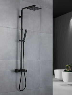 
                  
                    Matte Black 8 Inch Rainfall Shower Head 3 Way  Thermostatic exposed handle shower with tub faucet and handle shower
                  
                