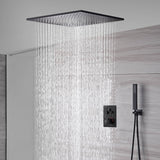 20inch matte black ceiling mount rainfall waterfall shower systems 3 way thermostatic valve with 6 body jets