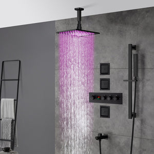 
                  
                    16inch LED matt black 3 way digital thermostatic shower faucet with sliding bar and 4inch body jets
                  
                