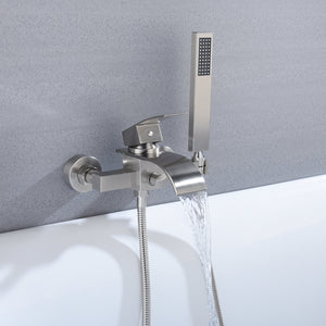 
                  
                    Waterfall Wall-mount Bath Tub Filler Faucet with Handheld Shower Brushed Nickel
                  
                