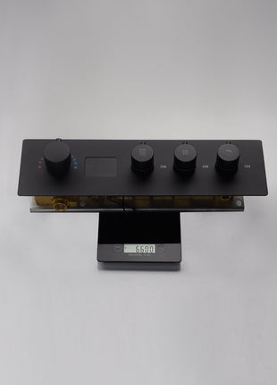20inch LED Rainfall matte black 4 way digital thermostatic shower faucet with sliding bar and 4inch body jets