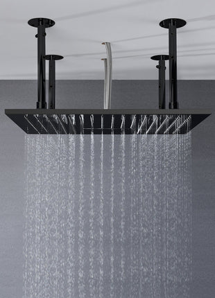 20inch two functions matte black rainfall waterfall shower head