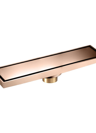 Rose Gold brass 11.8-inch brass Shower Floor Drain with Removable Strainer Cover and Square Anti-clogging