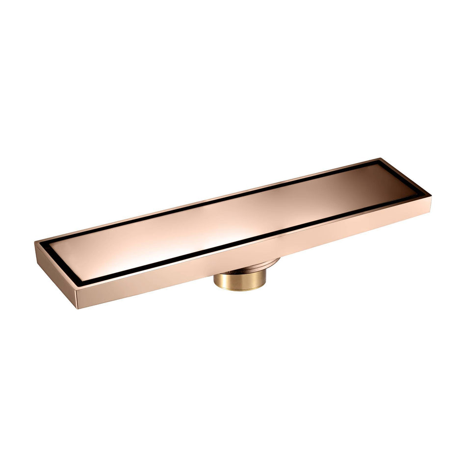 Rose Gold brass 11.8-inch brass Shower Floor Drain with Removable Strainer Cover and Square Anti-clogging