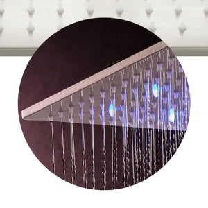 
                  
                    12inch or 16 inch 3 LED color lights Brushed Nickel shower systems Ceiling Mount 3 way Thermostatic valve that each function work at the same time and separately
                  
                