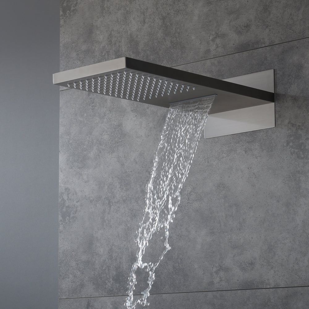 
                  
                    22inch rainfall and waterfall Brushed Nickel 4 Way digital Thermostatic Shower Faucet with 4inch Body Jet
                  
                