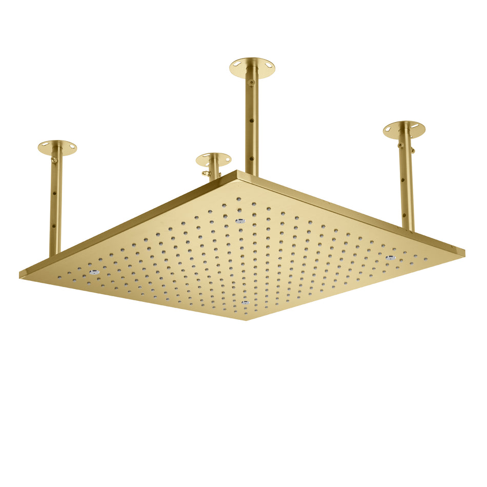 20 inch rain mist ceiling mount Brushed gold 3 way thermostatic shower faucet with handle sprayer