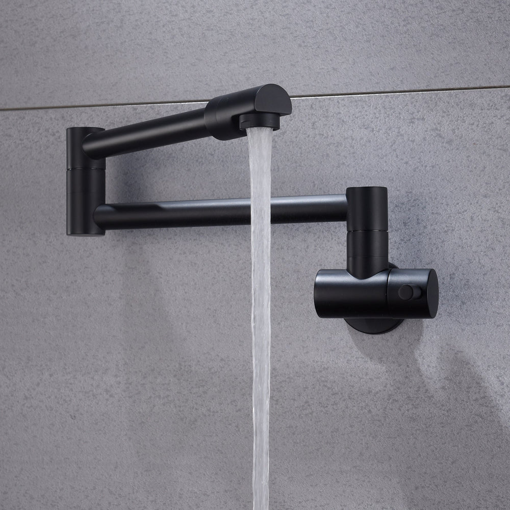 
                  
                    Matte black wall mount pot filler faucet solid brass folding kitchen faucet single hole two handls
                  
                