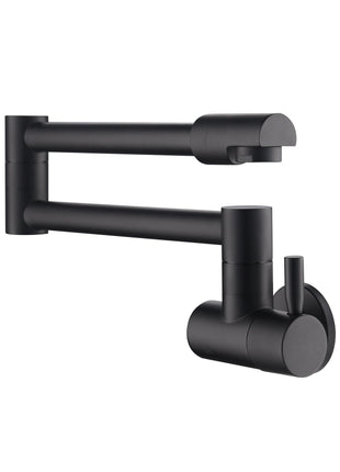 Matte black wall mount pot filler faucet solid brass folding kitchen faucet single hole two handls