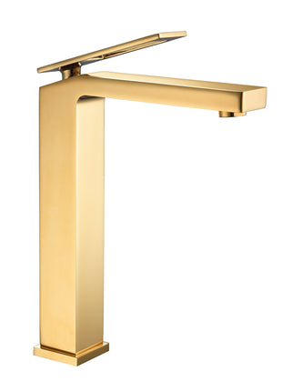 Polished Gold Single Handle Bathroom Sink Faucet One Hole Deck Mount with pop up overflow brass drain