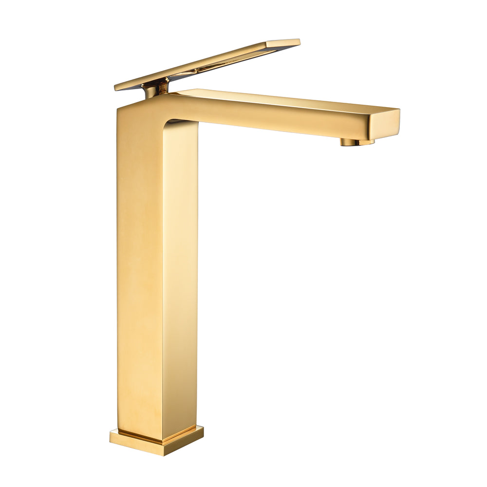 
                  
                    Polished Gold Single Handle Bathroom Sink Faucet One Hole Deck Mount with pop up overflow brass drain
                  
                