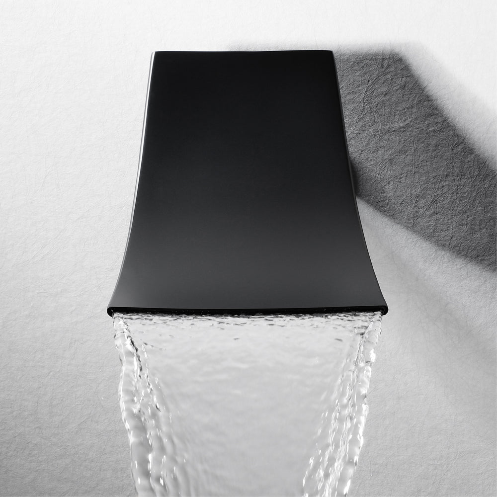 
                  
                    matte black waterfall wall mount bathroom sink faucet with overflow brass pop up drain
                  
                