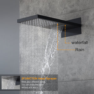 
                  
                    22inch rainfall and waterfall matte black 3 Way digital Thermostatic Shower Faucet with Sliding bar
                  
                