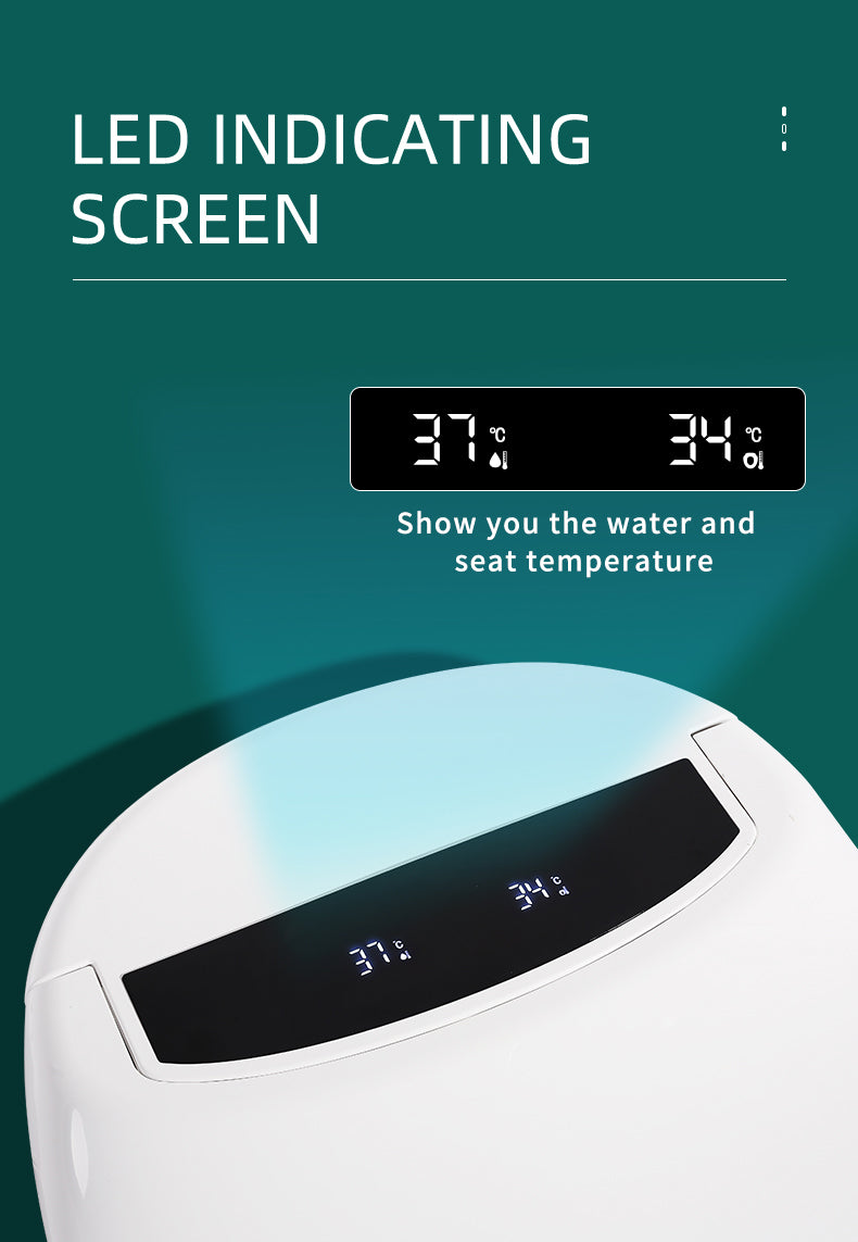 Smart Toilet Bidet Elongated Seat Unlimited Warm Water Wand Cleaning Remote Control Night Light