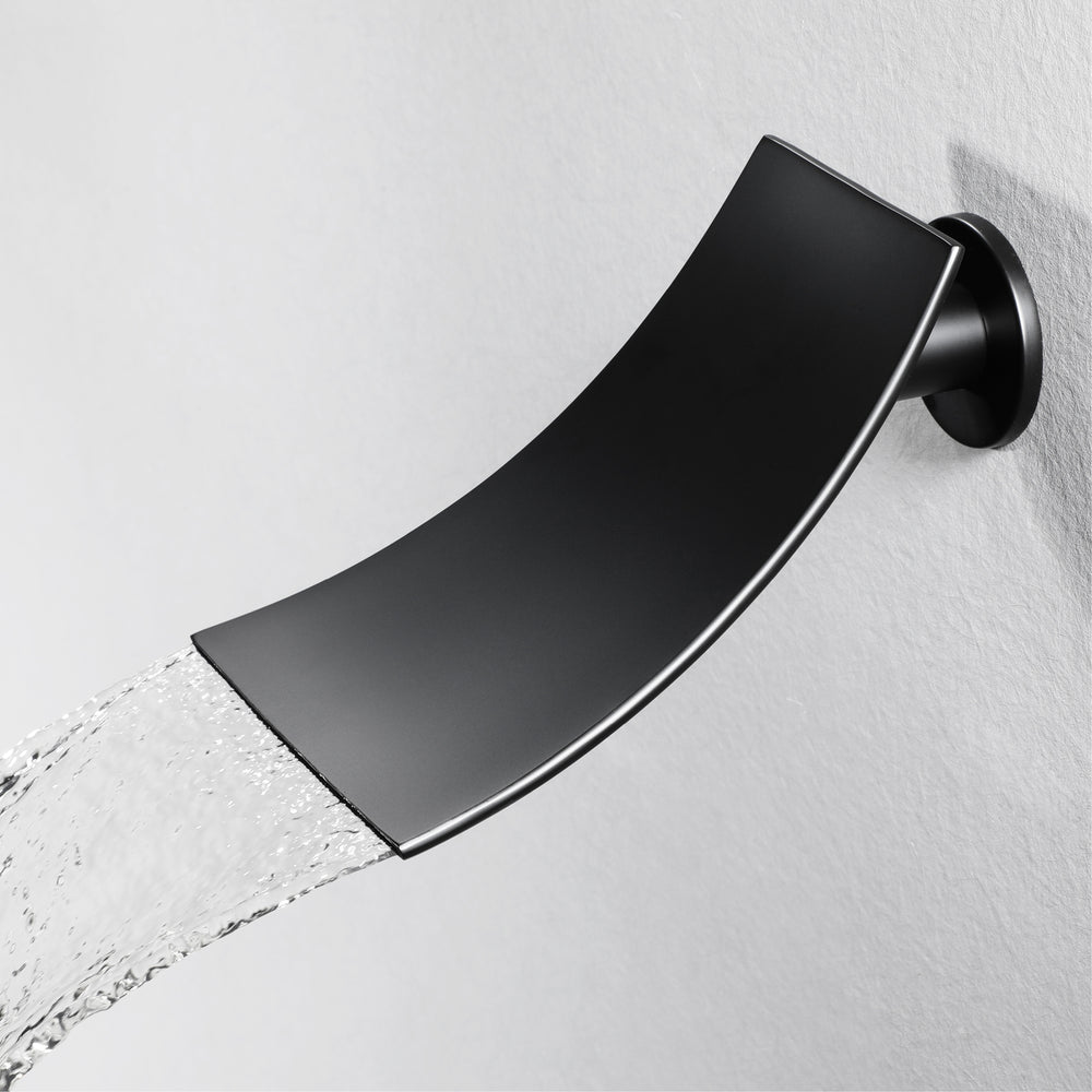 
                  
                    Waterfall Wall-mount Pressure balance Bath Tub Faucet with Handheld Shower Matte black
                  
                