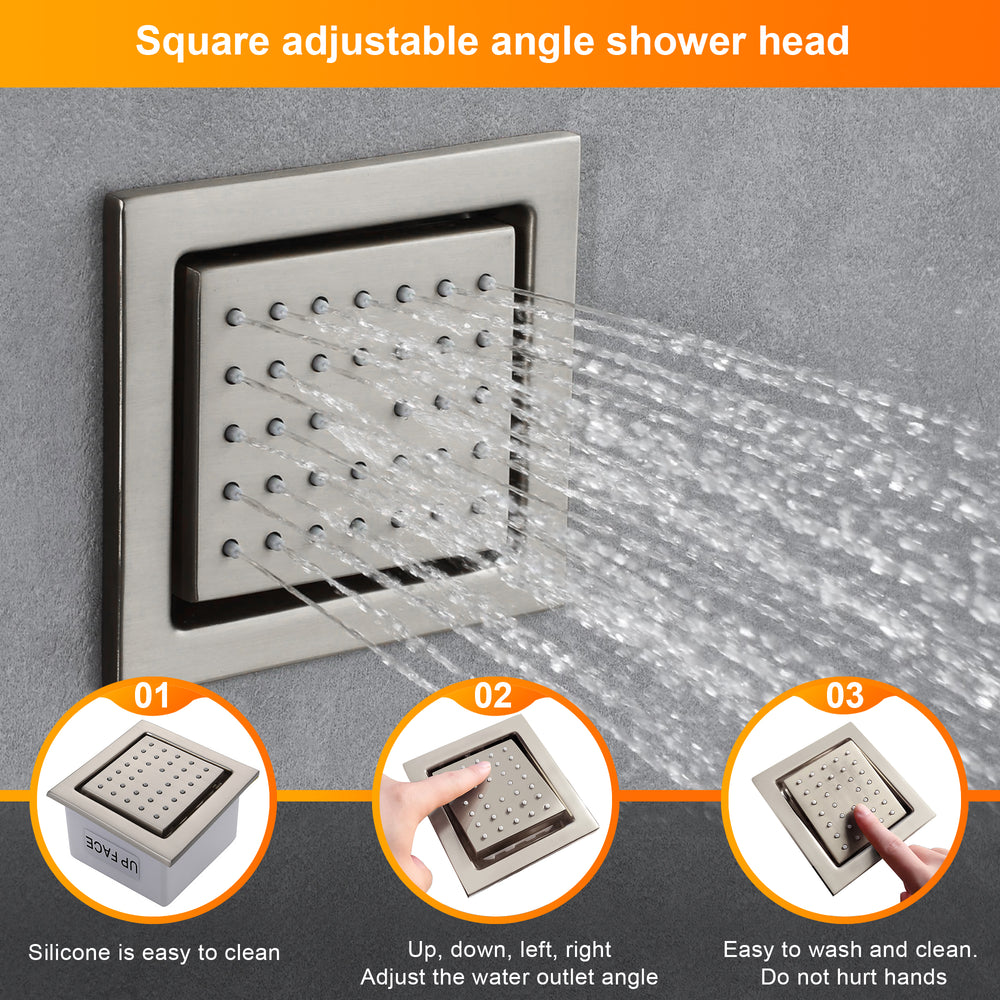 
                  
                    22inch rainfall and waterfall Brushed Nickel 4 Way digital Thermostatic Shower Faucet with 4inch Body Jet
                  
                