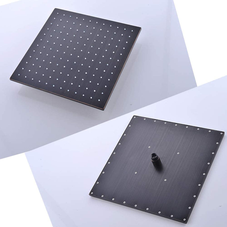 12 inch or 16 inch led light Wall Mounted Oil Rubbed Bronze 3 way thermostatic Shower Faucet System with 6 body jets