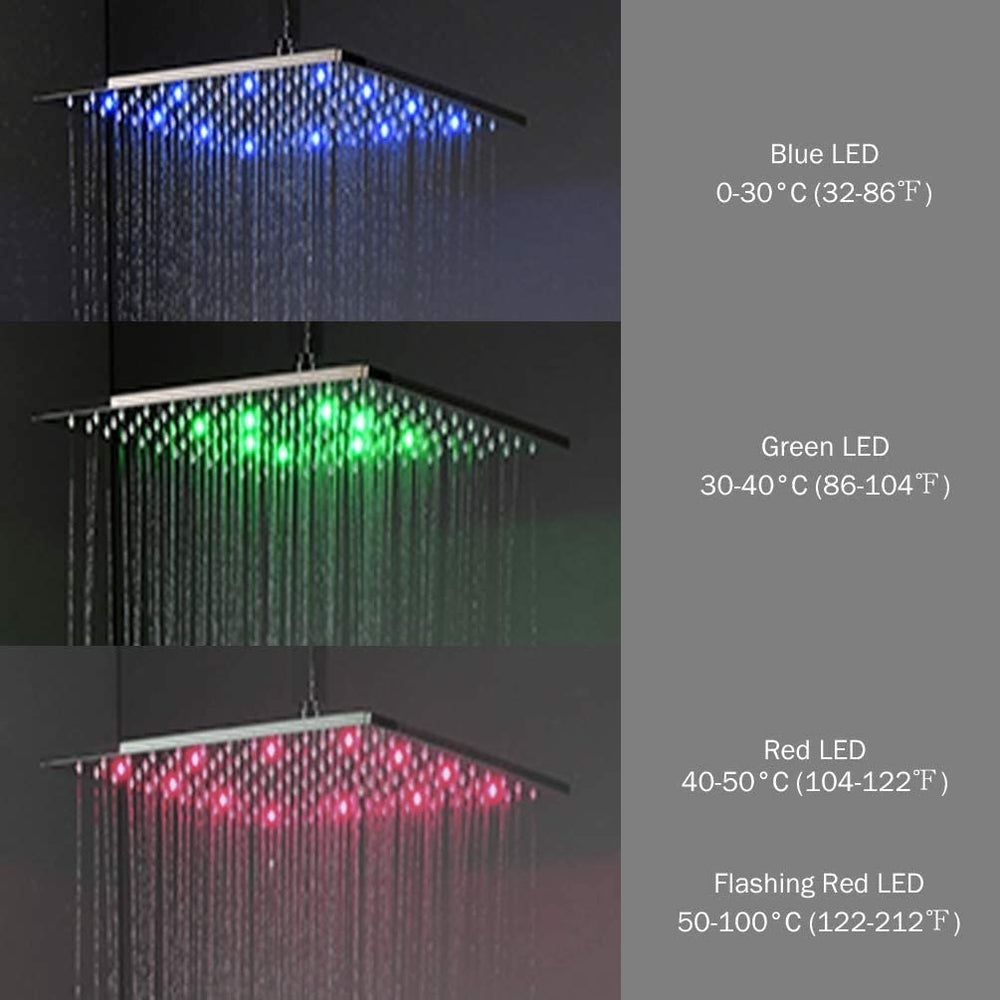8inch or 12inch or 16inch LED Chrome brass rainfall shower head