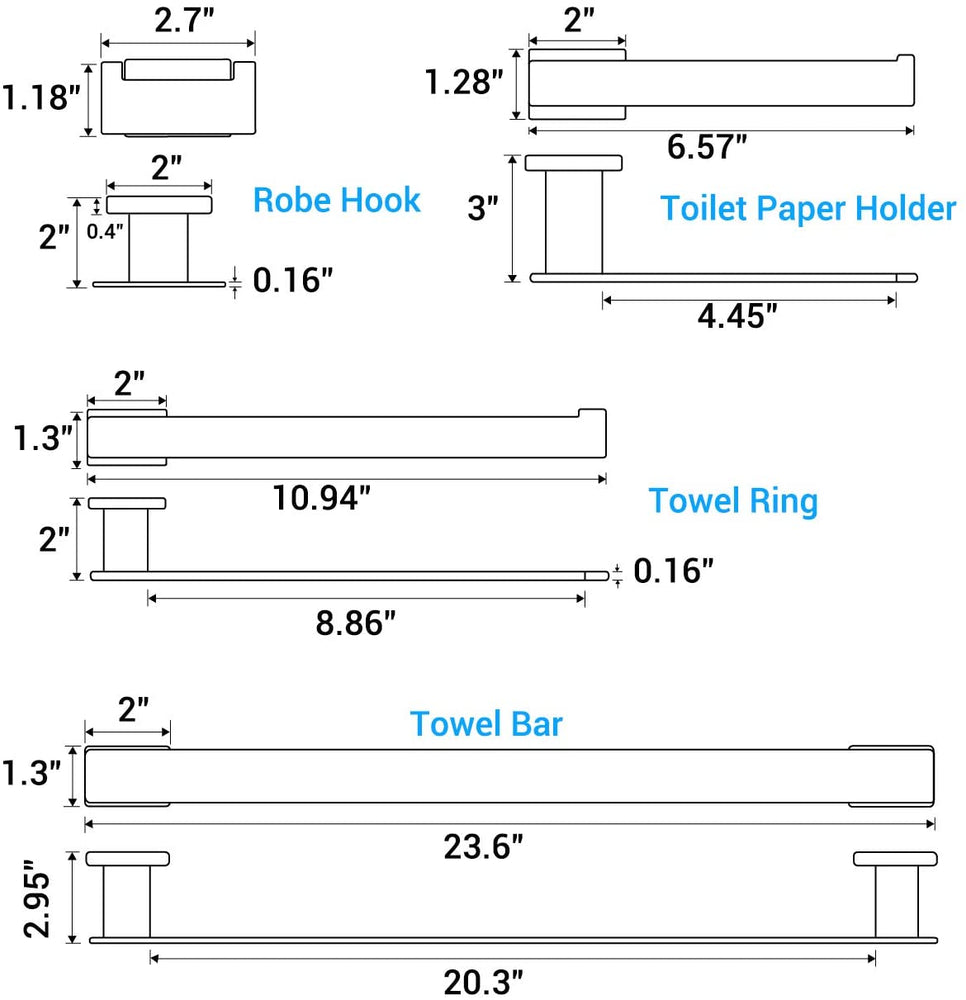 
                  
                    4-Piece Brass Matte black Bathroom Hardware Set Towel Bar Towel Ring Toilet Paper Holder Robe Hook Tower Holder,Wall Mounted
                  
                