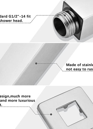 Brushed nickel 18inch  brass ceiling shower arm with flange