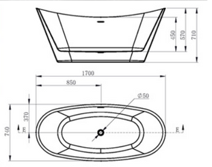 67'' x  29'' freestanding acrylic bathtub