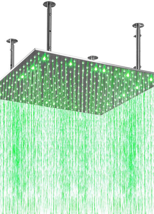 24inch LED Rain Shower Chrome Ceiling Mount 3 way touch digital  valve with 6 body jets