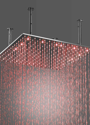 24inch LED Rain Shower Chrome Ceiling Mount 3 way touch digital  valve with 6 body jets