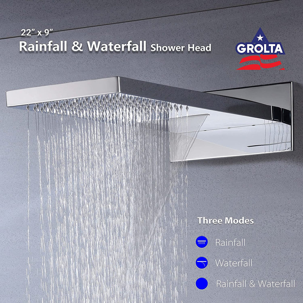 
                  
                    22 Inch Rainfall Waterfall Shower Head Chrome or brushed nickel
                  
                
