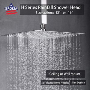 
                  
                    Brushed Nickel X3 Thermostatic Tub Faucet Set Shower System with Ceiling 12" Rain Shower Head, Handheld and Tub Spout
                  
                