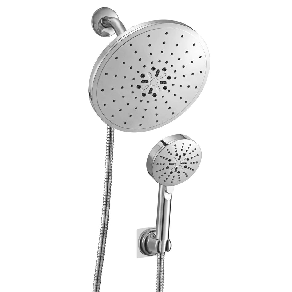 9'' chrome 3 way rainfall shower combo with 4'' luxurious handheld shower