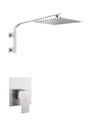 12 Inch Rain head big arc wall Mount Brushed Nickel Shower System two way or single way Rough-in Valve Body with trim