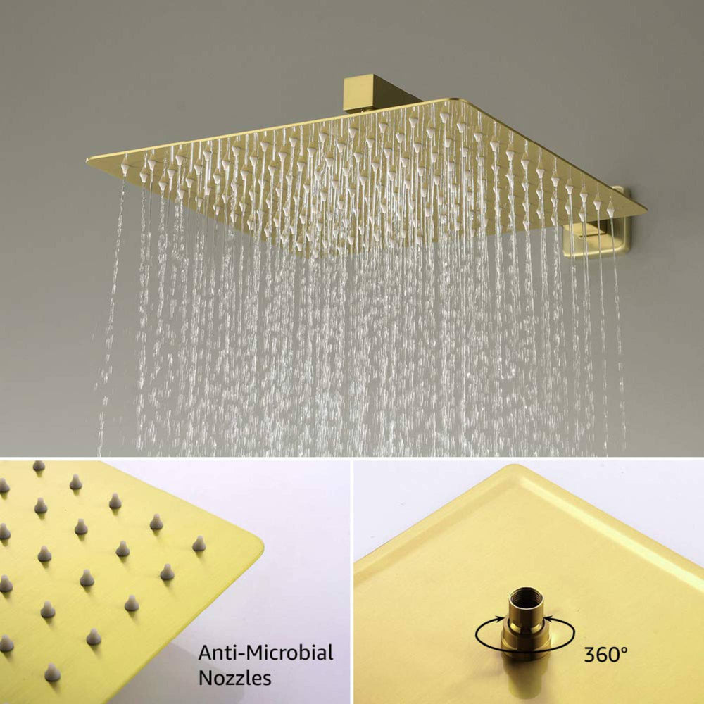 Brushed gold wall mount shower head