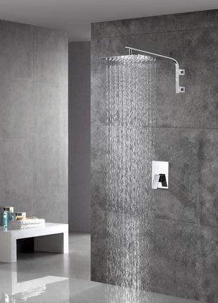 12 Inch Rain head High Arc wall Mount Chrome Shower System single or Two function rough in valve with trim