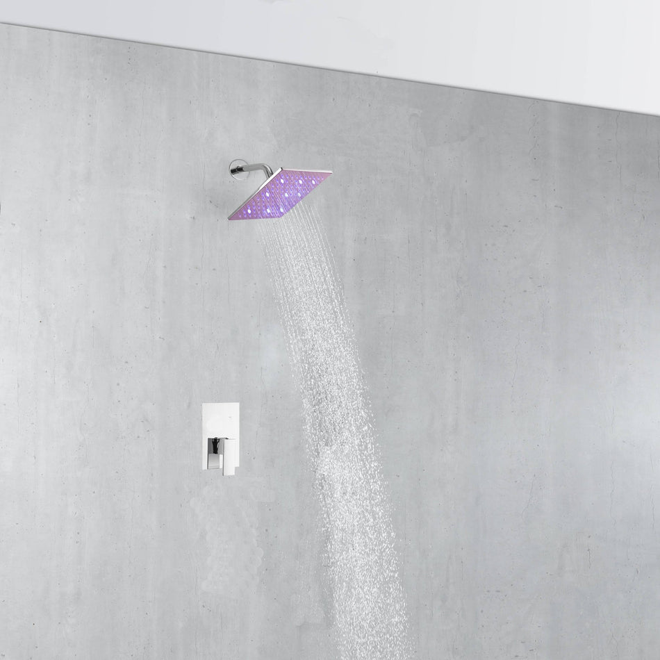 Chrome Bathroom 8 inch LED or 6 inch non LED regular head Shower Faucet Set With Single Handle Mixer Vavle