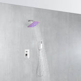 Chrome 6 inch regular or 8 INCH 3 LED colors regular head Wall Mounted Rainfall Shower Faucet with Hand Shower Mixer Tap