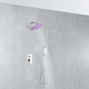 
                  
                    Chrome 6 inch regular or 8 INCH 3 LED colors regular head Wall Mounted Rainfall Shower Faucet with Hand Shower Mixer Tap
                  
                