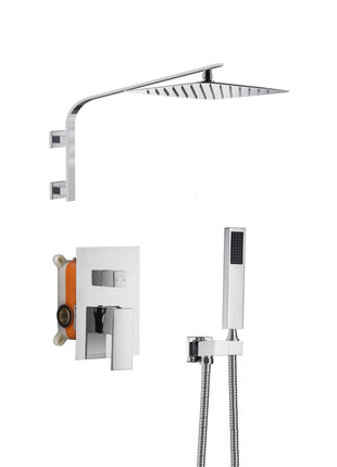 12 Inch Rain head High Arc wall Mount Chrome Shower System single or Two function rough in valve with trim