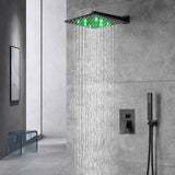 2 way Wall Mounted Matte Black 3 LED rain shower pressure balance Shower System with Rough-in Valve Body and Trim
