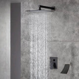 12inch wall mounted Rainfall Oil Rubbed Bronze Shower Faucet Set System with waterfall tub spout