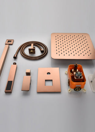 12inch Rose Gold wall mounted Shower System Rough-in Valve Body and Trim
