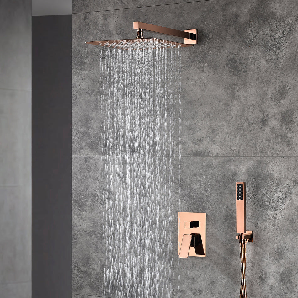 12inch Rose Gold wall mounted Shower System Rough-in Valve Body and Trim