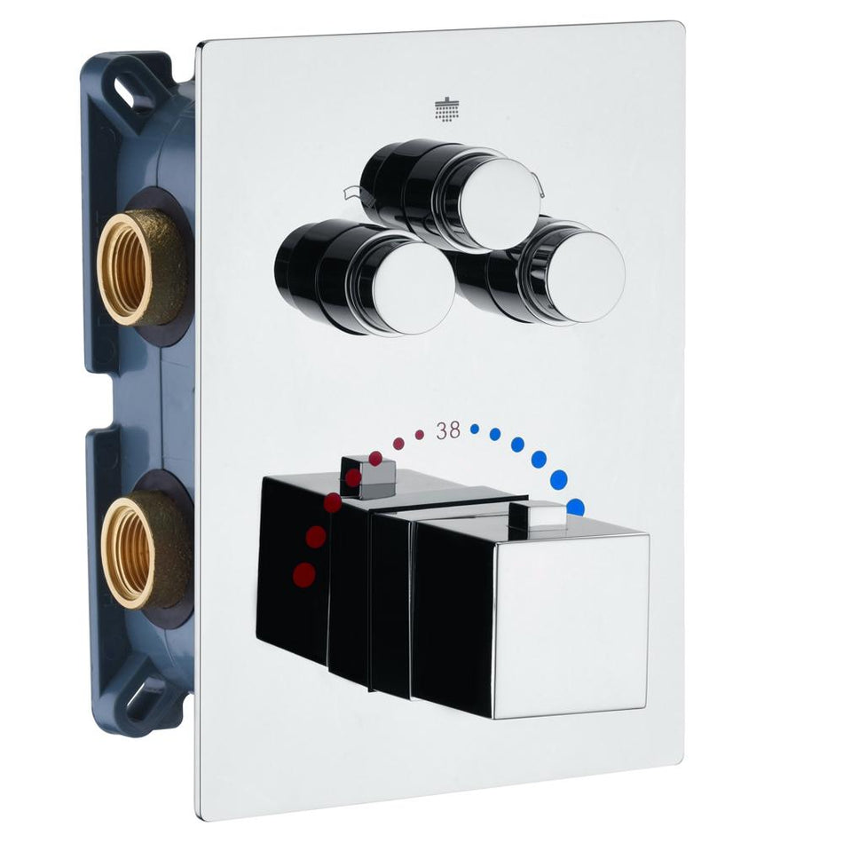 Chrome 3-Way Thermostatic valve with trim and each function work at the same time and seperately