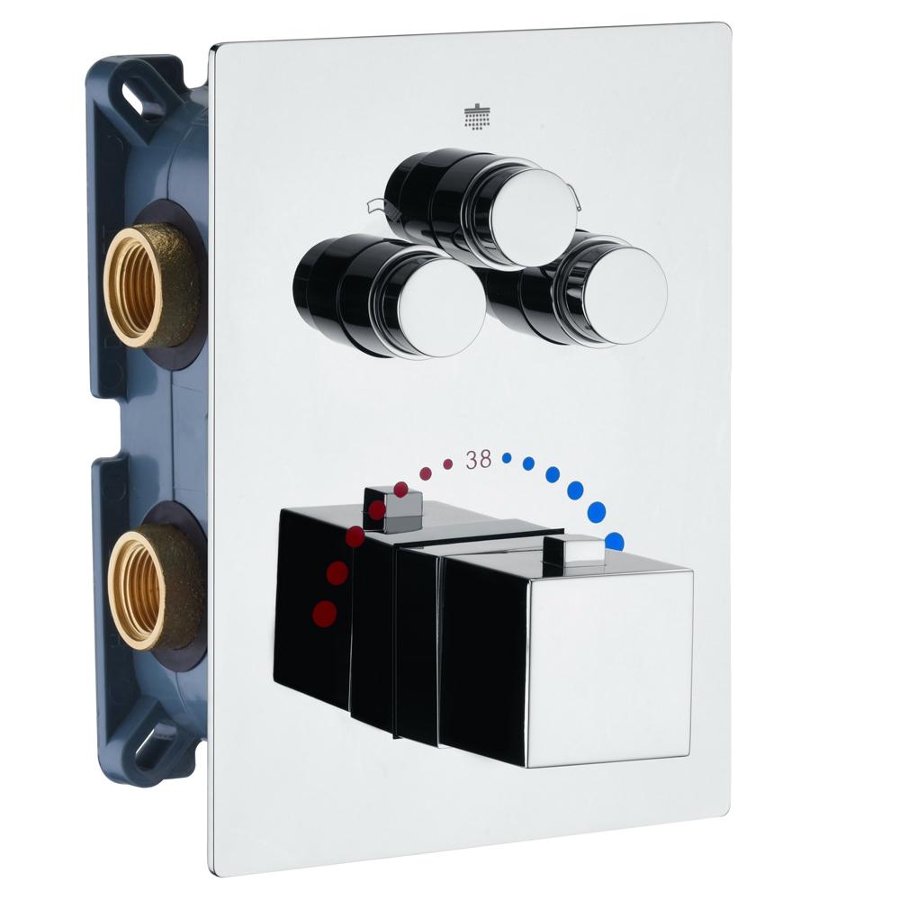 
                  
                    20'' or 24'' ceiling mounted LED Chrome 3 way thermostatic valve that each function run at the same time and separately
                  
                